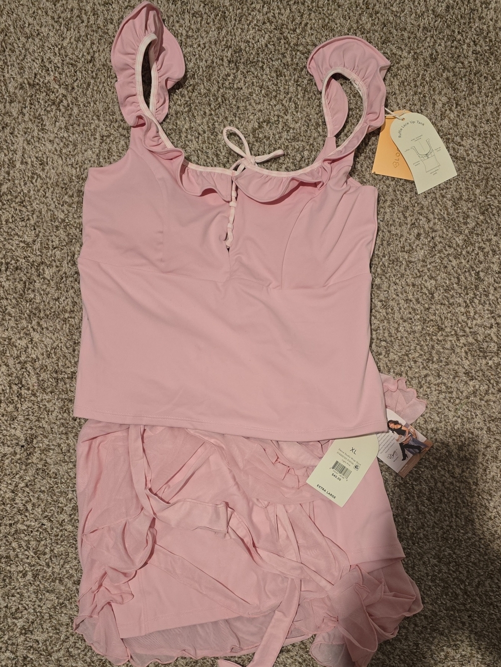 Women's Pink Ruffle Tank and Skirt Blogilates